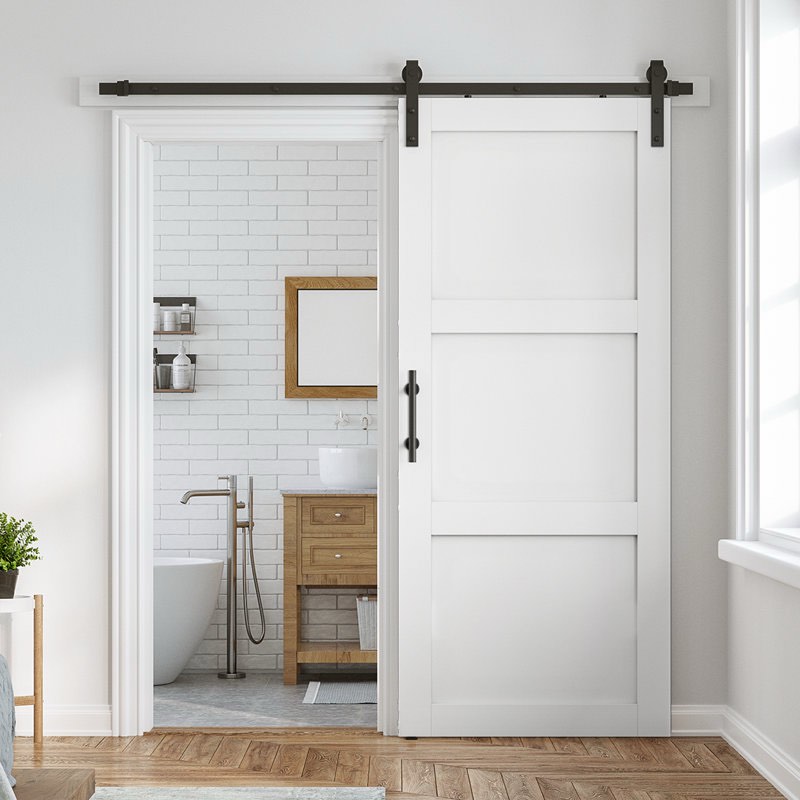 84'' Solid Manufactured Wood Barn Door with Installation Hardware Kit