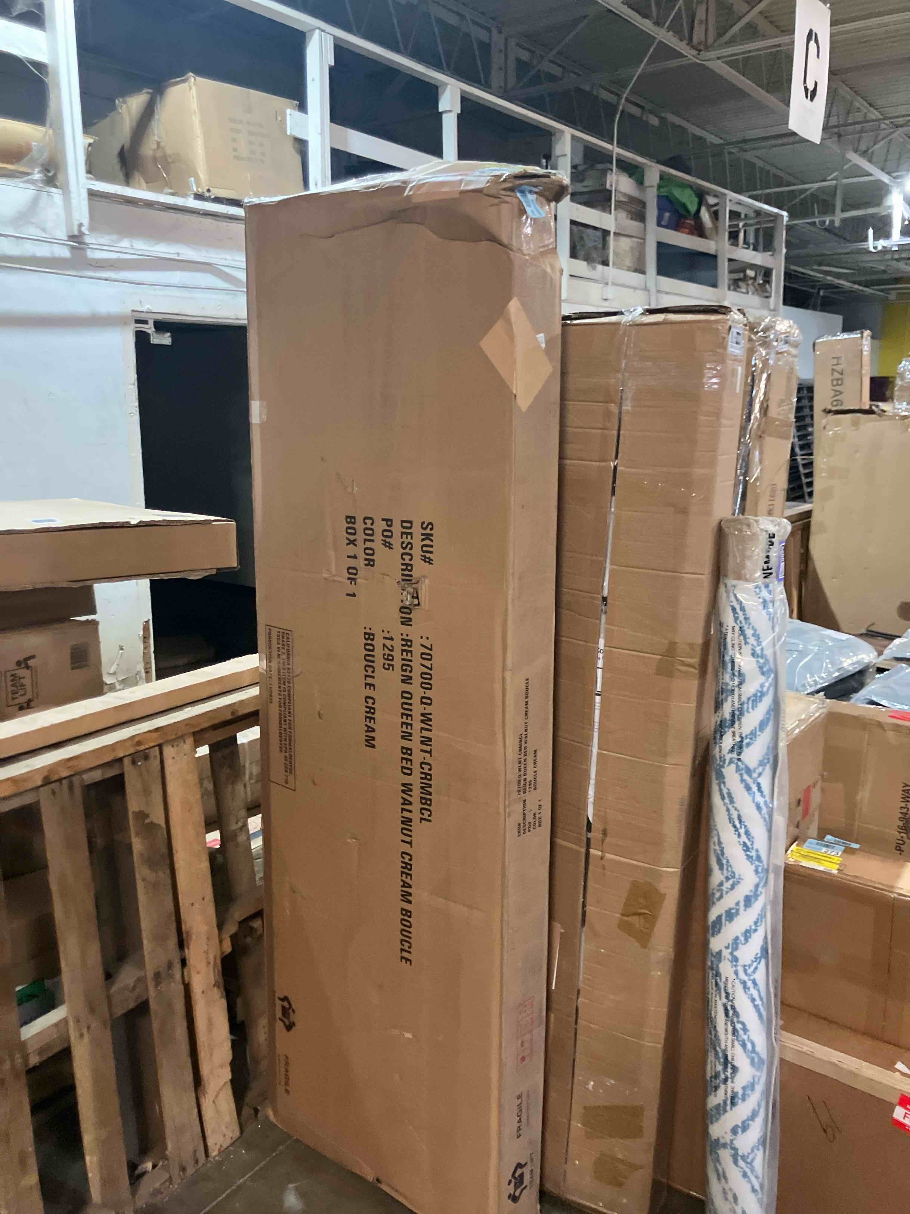 Condition photo showing New/Like New for Queen Besan Solid Wood Boucle Upholstered Headboard Bed Frame