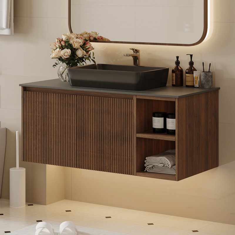Dexheart 36'' Modern Single Bathroom Vanity with Faux Marble Table Top, floating Wood Vanities (Sink only)