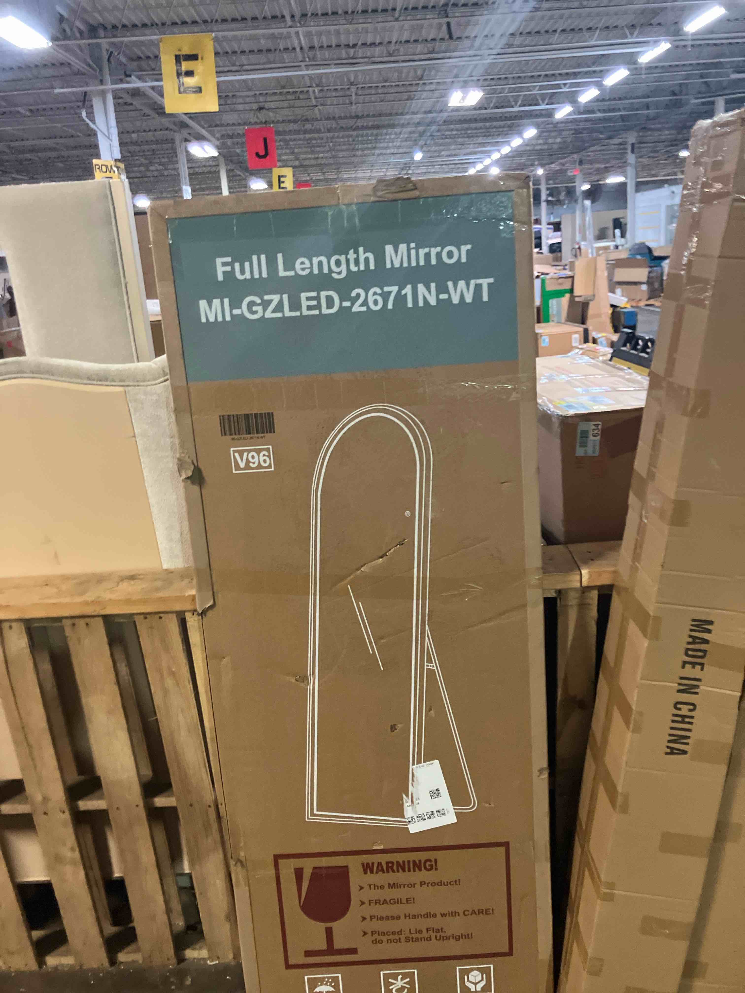 Condition photo showing New/Like New for 71" x 26" Arched Full Length Mirror with LED Lights, Floor Mirror with Stand, Wall Mirrors Full Length, Body Floor Mirrors, Wall Mounted for Bedroom, Dimmable, Tempered Glass Arched 71"L x 26"W