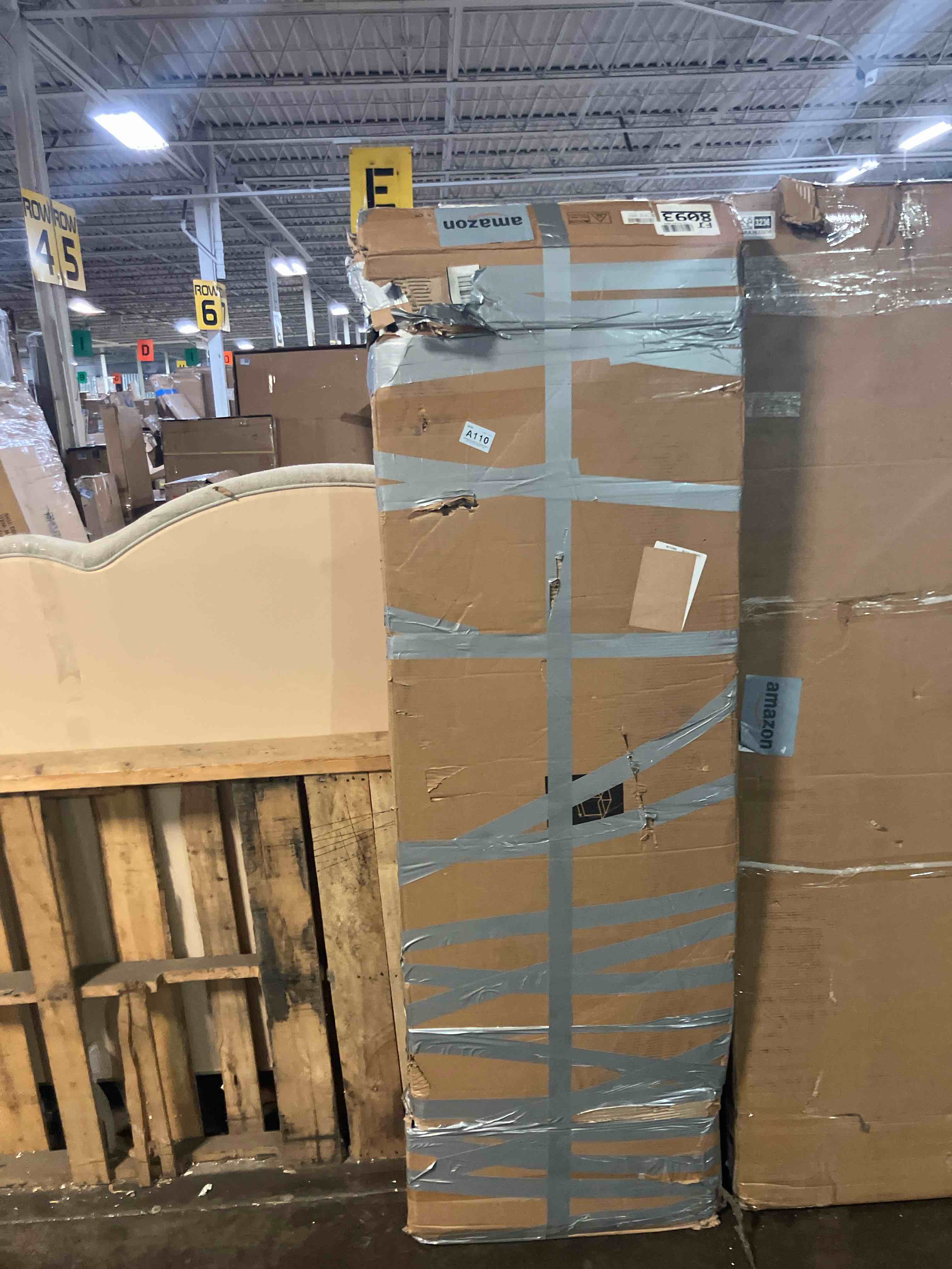 Condition photo showing As Is for TV Stand for 55-65 Inch TV, Entertainment Center with Soft Hinge Door,TV Console Table with 2 Cabinets with Gold Handle and Feet,for Living Room, Bedroom, Oak (Missing hardware)