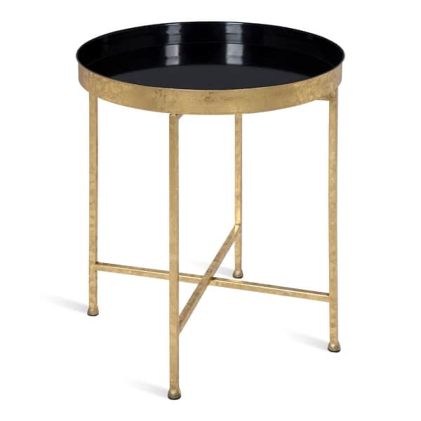 Kate and Laurel Celia Round Metal Side Table - 18.25x18.25x22 - Gold/Black