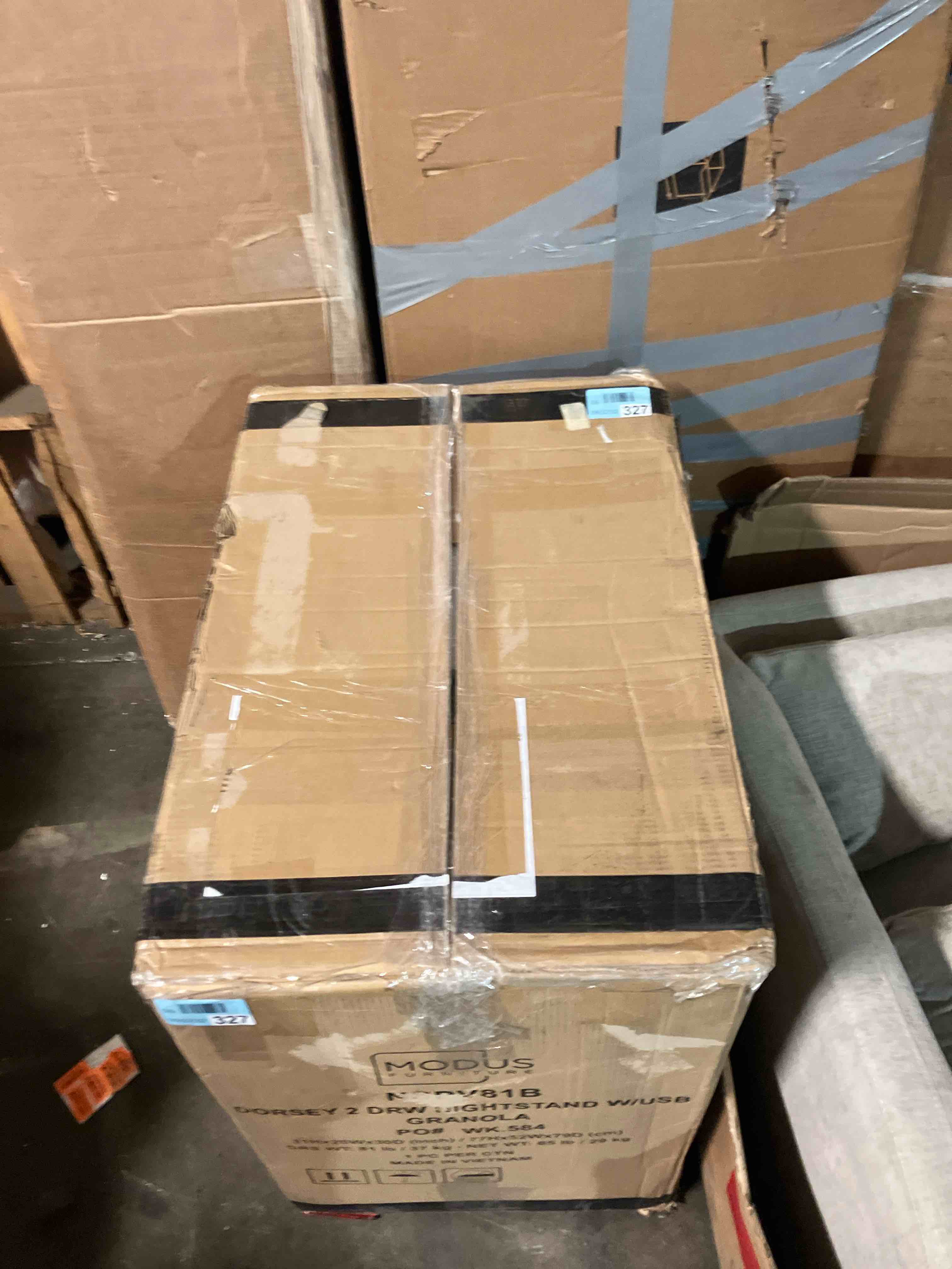 Condition photo showing New/Like New for Modus Furniture Dorsey 2 Drawer Nightstand W/USB in Granola NSPV81B