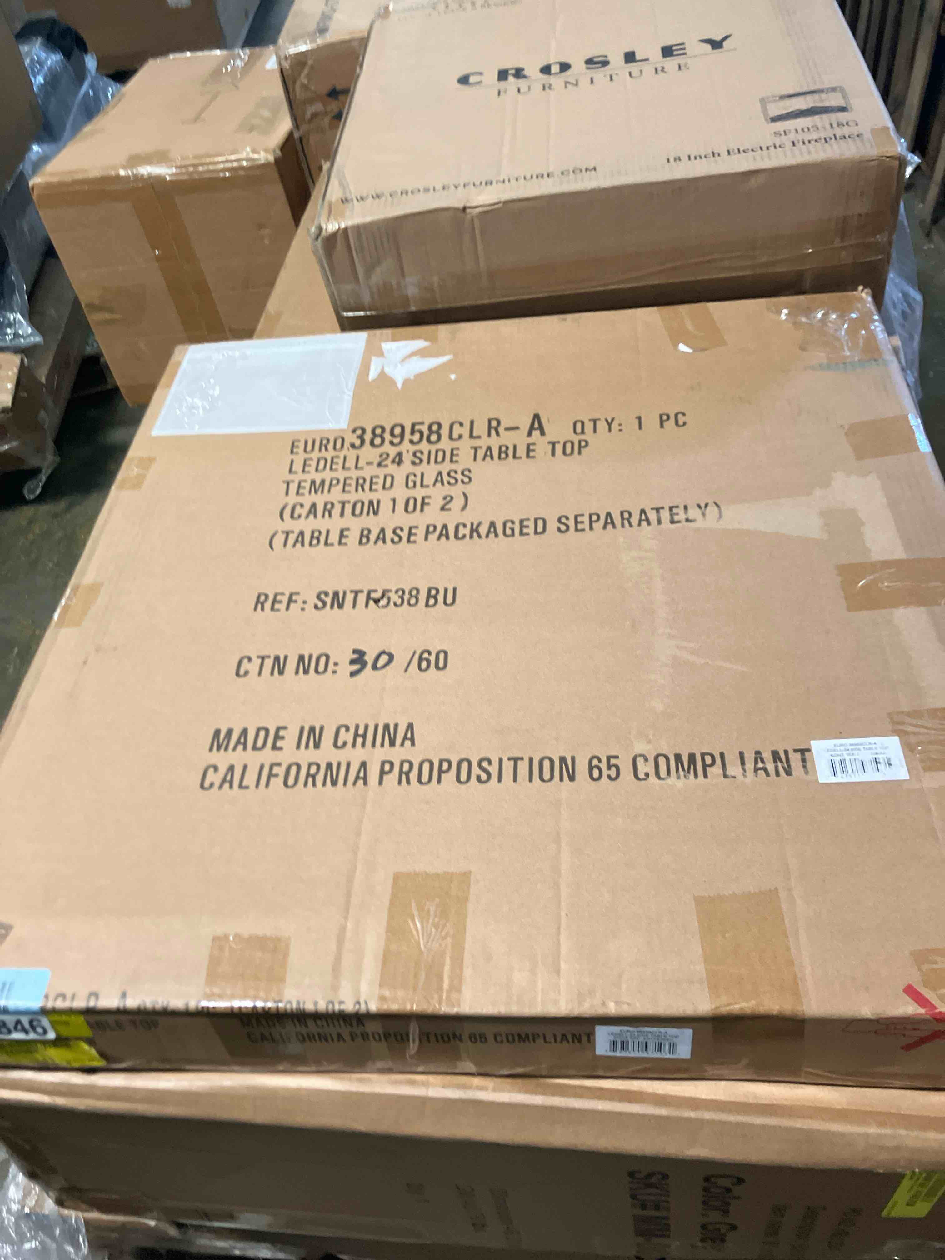 Condition photo showing As Is for Etna Glass Top End Table (Table top only)