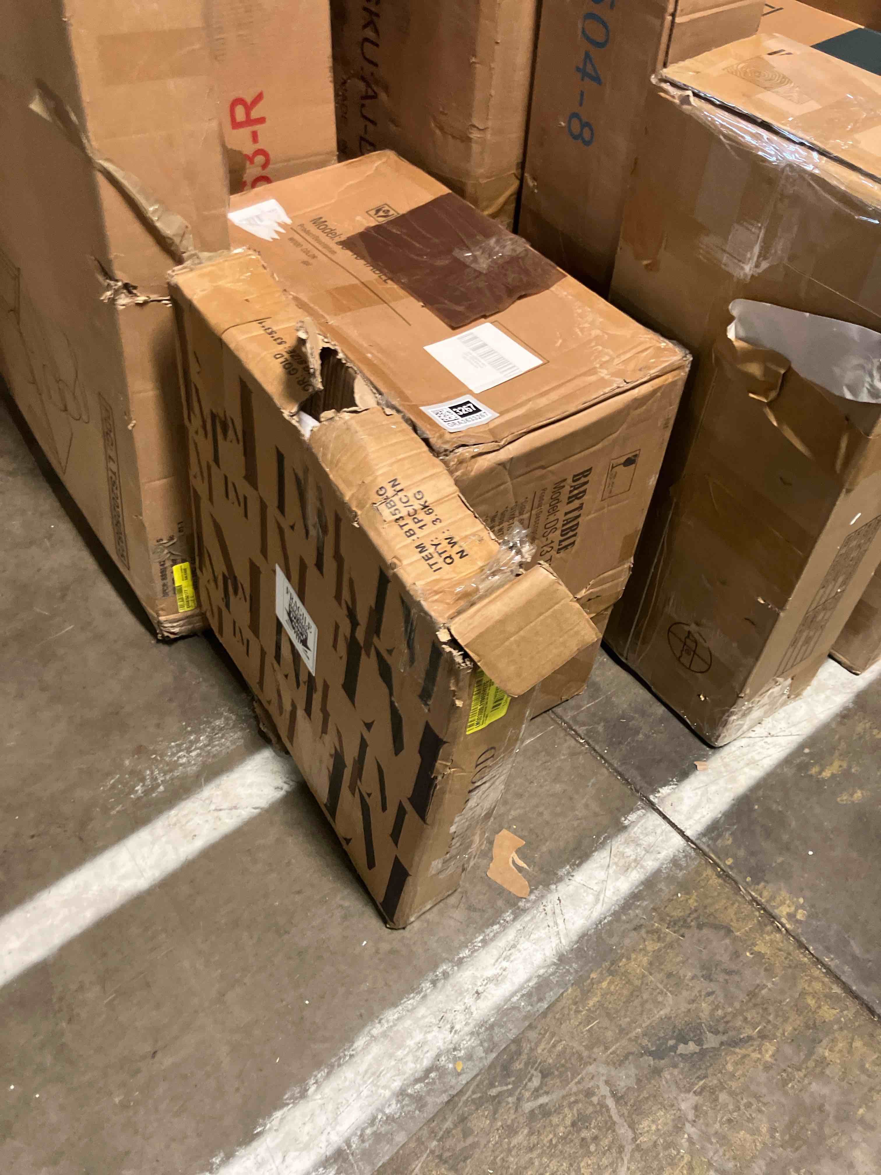 Condition photo showing As Is for Seybert Round Dining Table with MDF Top and Gold Stainless base (Table top only)