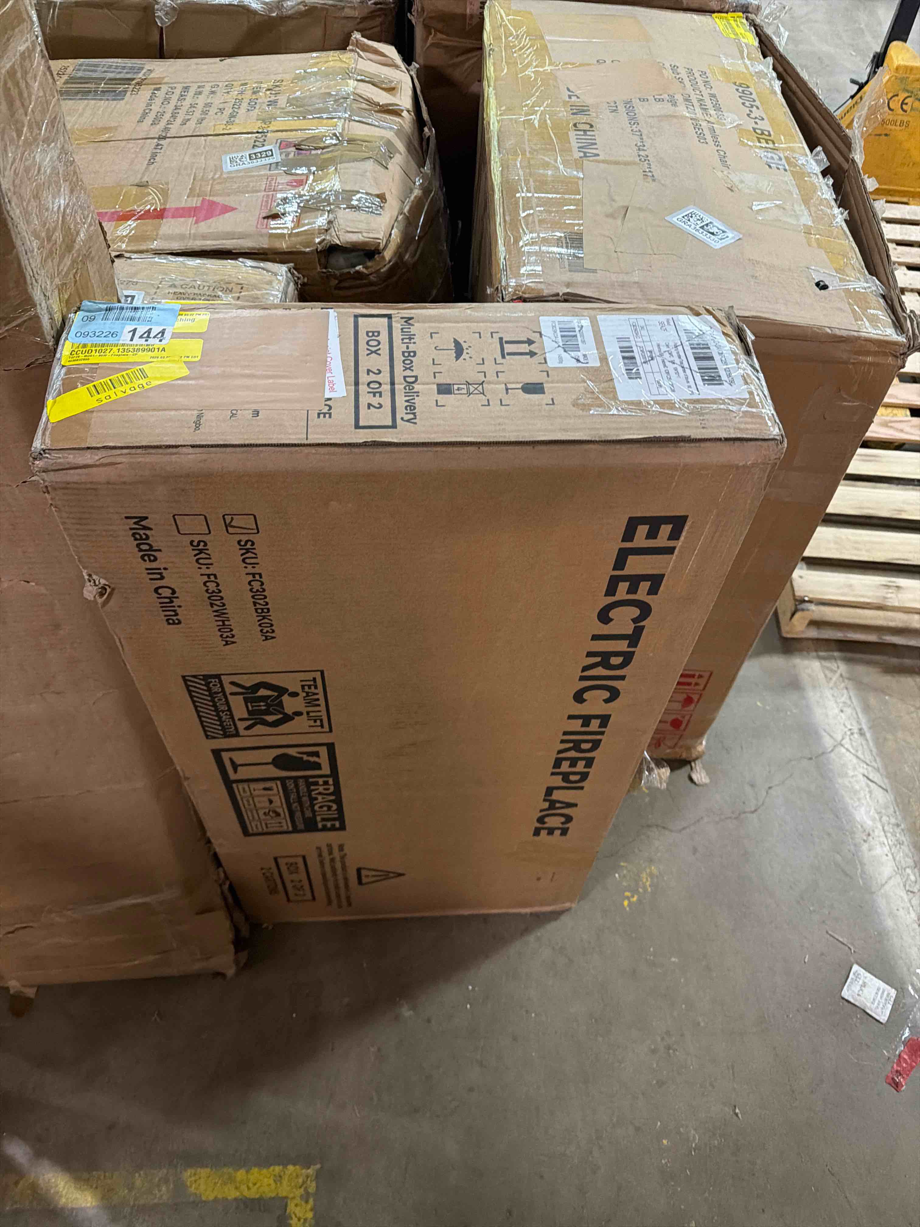 Condition photo showing As Is for EUHOMY 50 Inch Electric Fireplace Wall Recessed and Wall Mounted with Adjustable Flame Color, Fireplace Heater with Remote Control, Linear Fireplace with Timer, Touch Screen, Log & Crystal, 750/1500W 50Inch