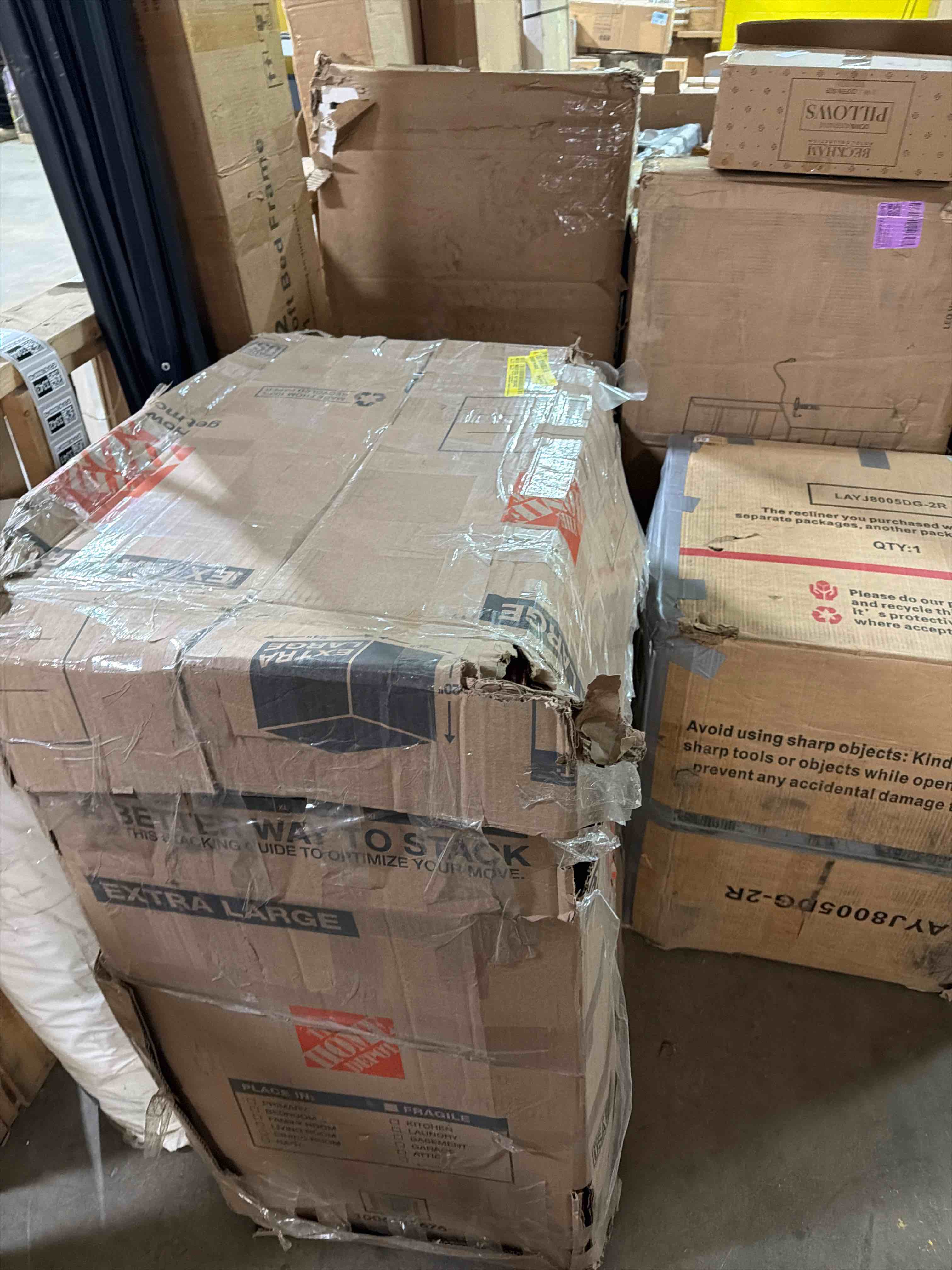 Condition photo showing As Is for 92.1"King Size Pull Out Sofa Bed,3-In-1 Faux Leather Convertible Sleeper Sofa With Ultra Wide Armrests,Tufted Modern Sofa,4-Seater Couch With 2 Pillows For Living Room,Apartment,Office,Dark Brown