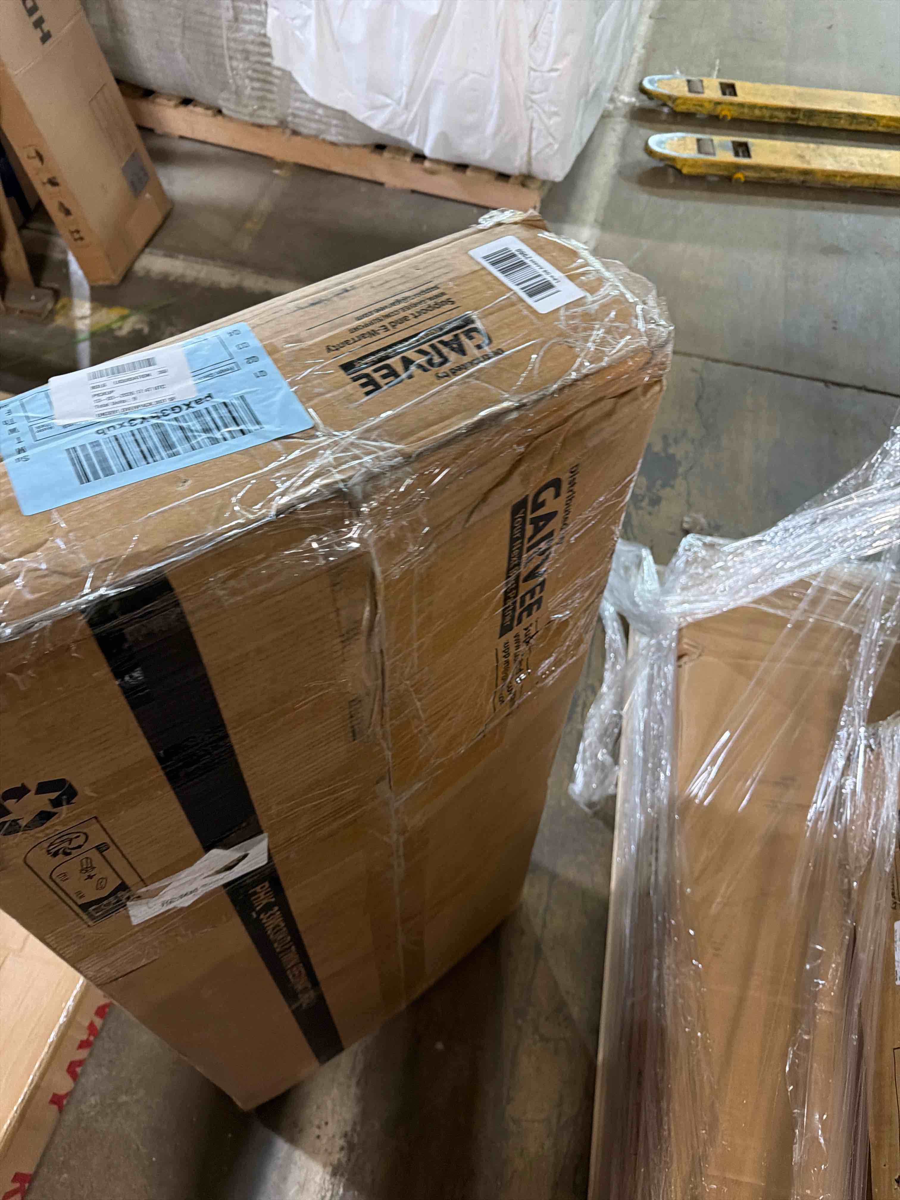 Condition photo showing As Is for GarveeHome Full Bed Frame with Storage Headboard, Kids Bed Frame with 2 Drawers, Boucle Upholstered Platform Bed with Bookcase, No Box Spring Needed, Easy Assembly, Ivory White Ivory White Full