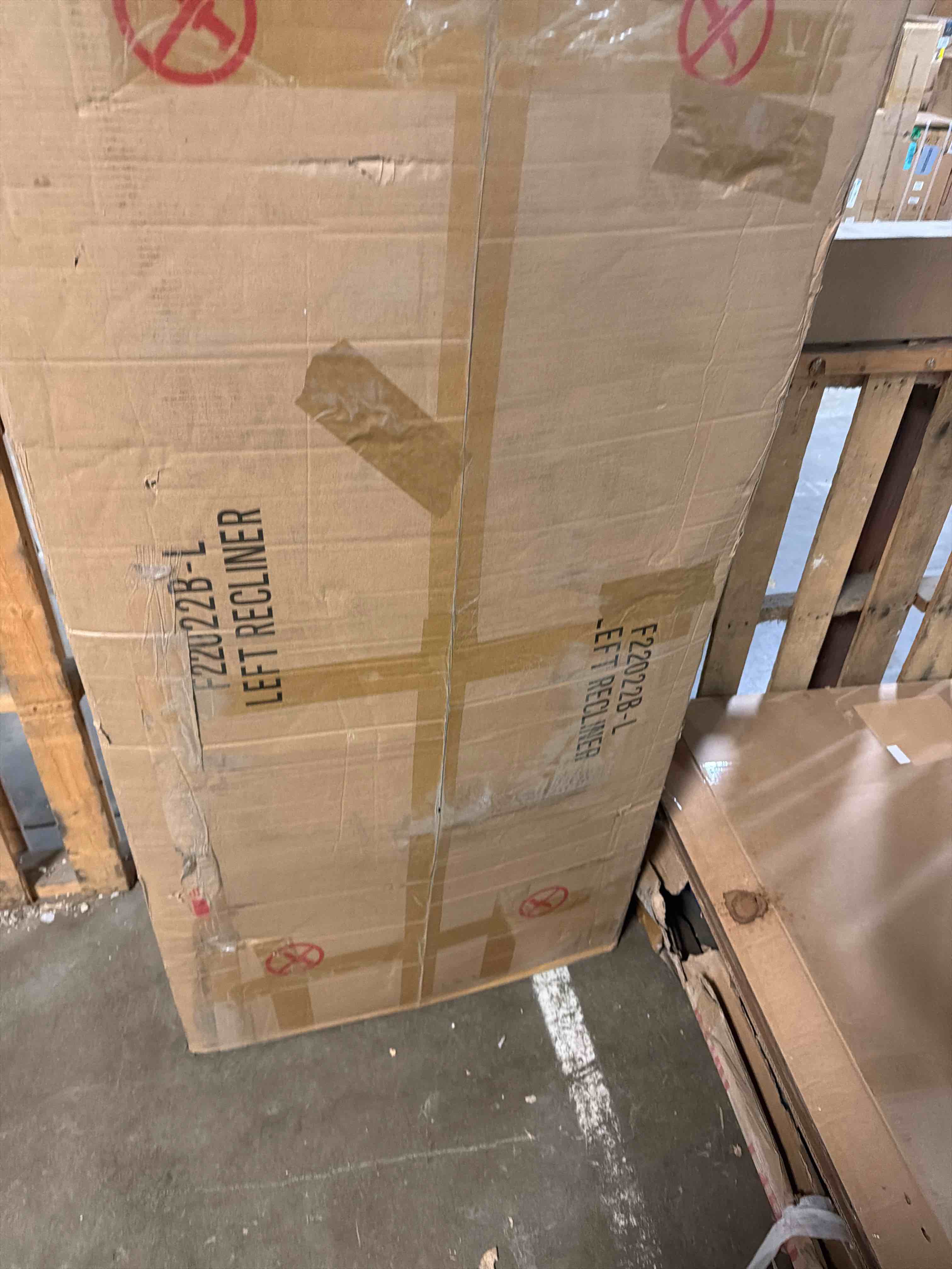 Condition photo showing As Is for EBELLO Faux Leather Reclining Sectional Couch for Living Room, L-Shaped Sectional Corner Manual Recliner Sofa Home Furniture Set with Center Console, Cup Holders and Storage, Dark Brown