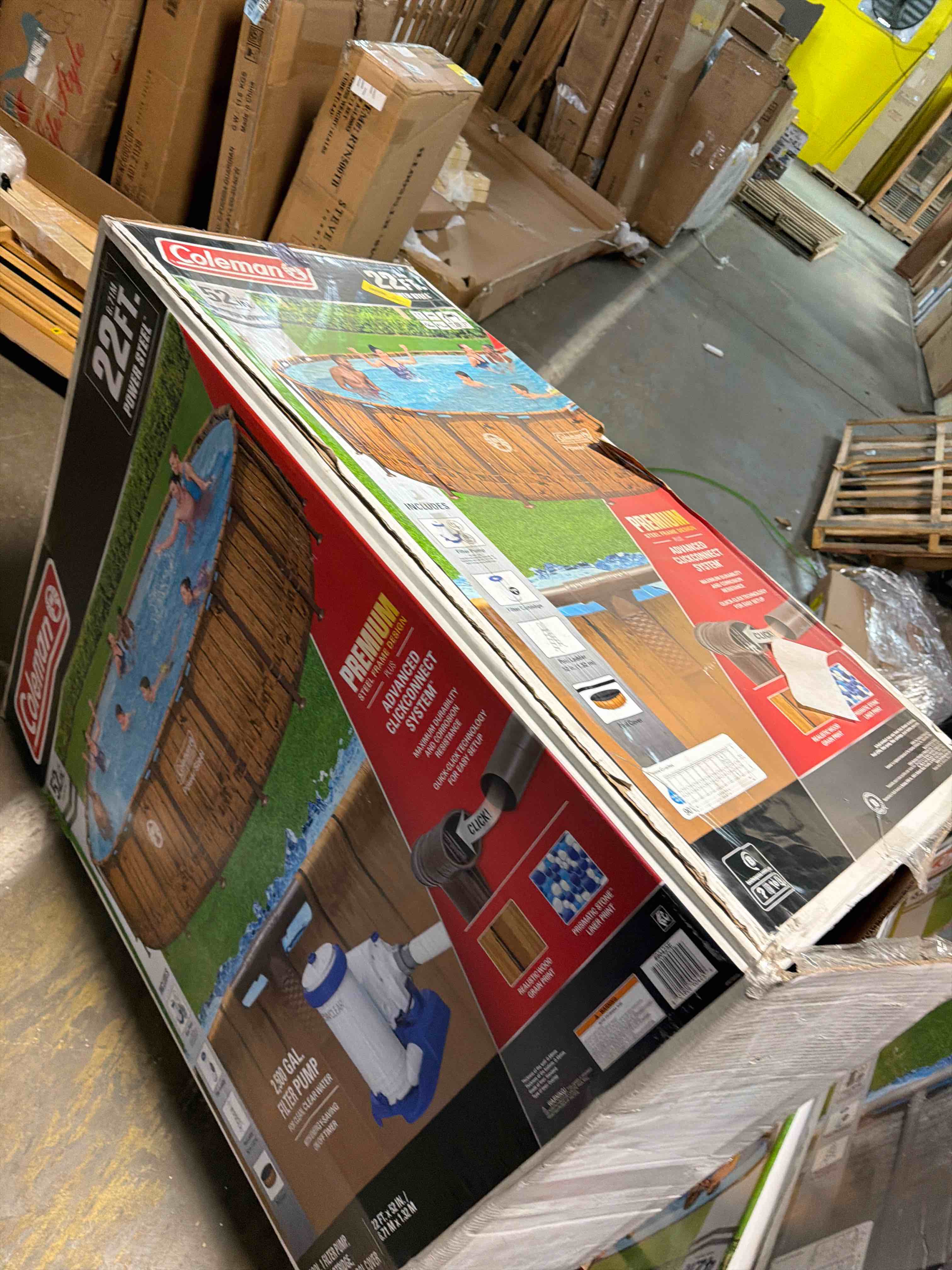 Condition photo showing As Is for Coleman Power Steel 22  x 52  Round Metal Frame Above Ground Pool Set