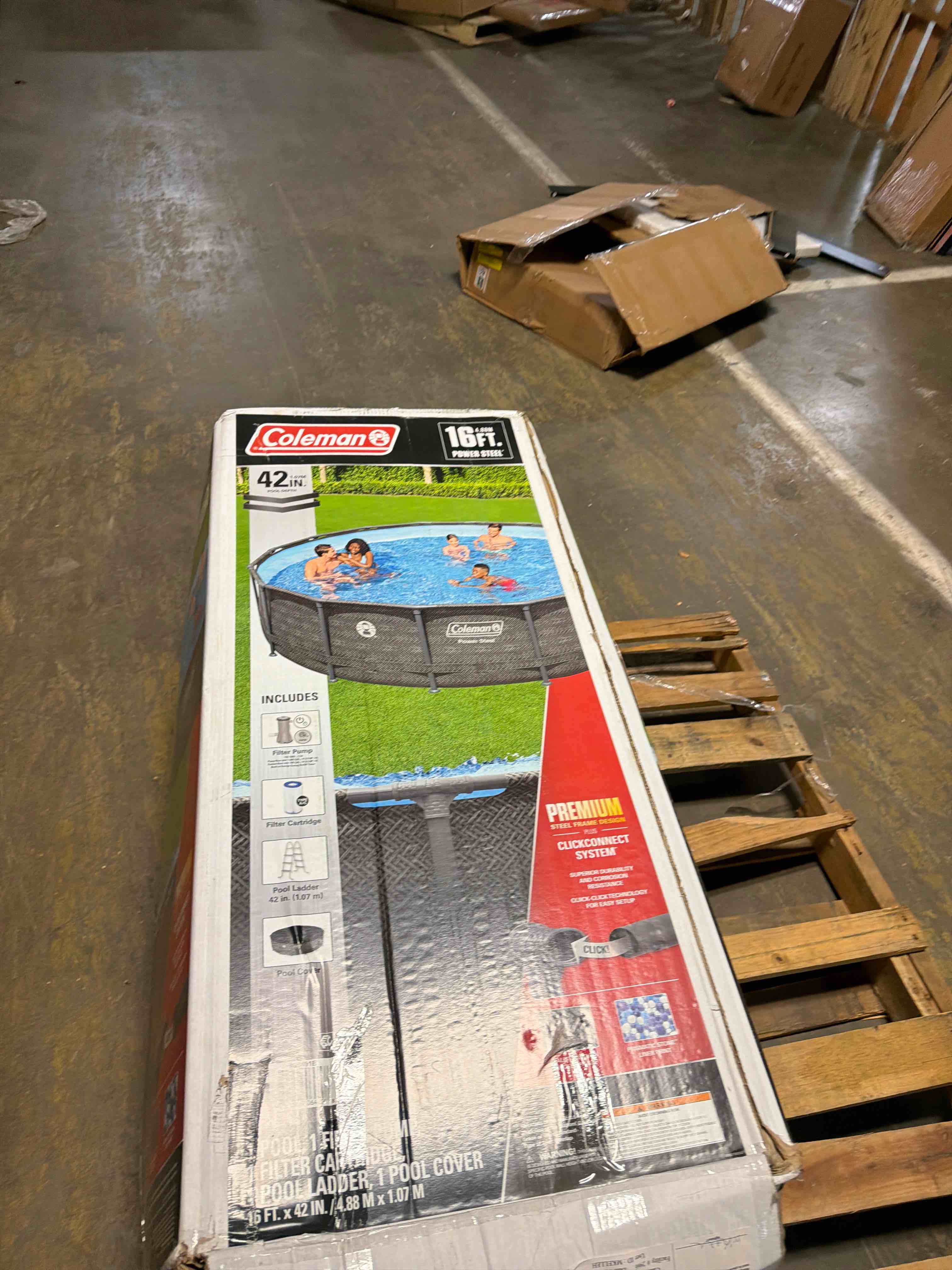 Condition photo showing Good Condition for Coleman Power Steel 16 ft. x 42 in. Round Metal Frame Above Ground Pool Set 