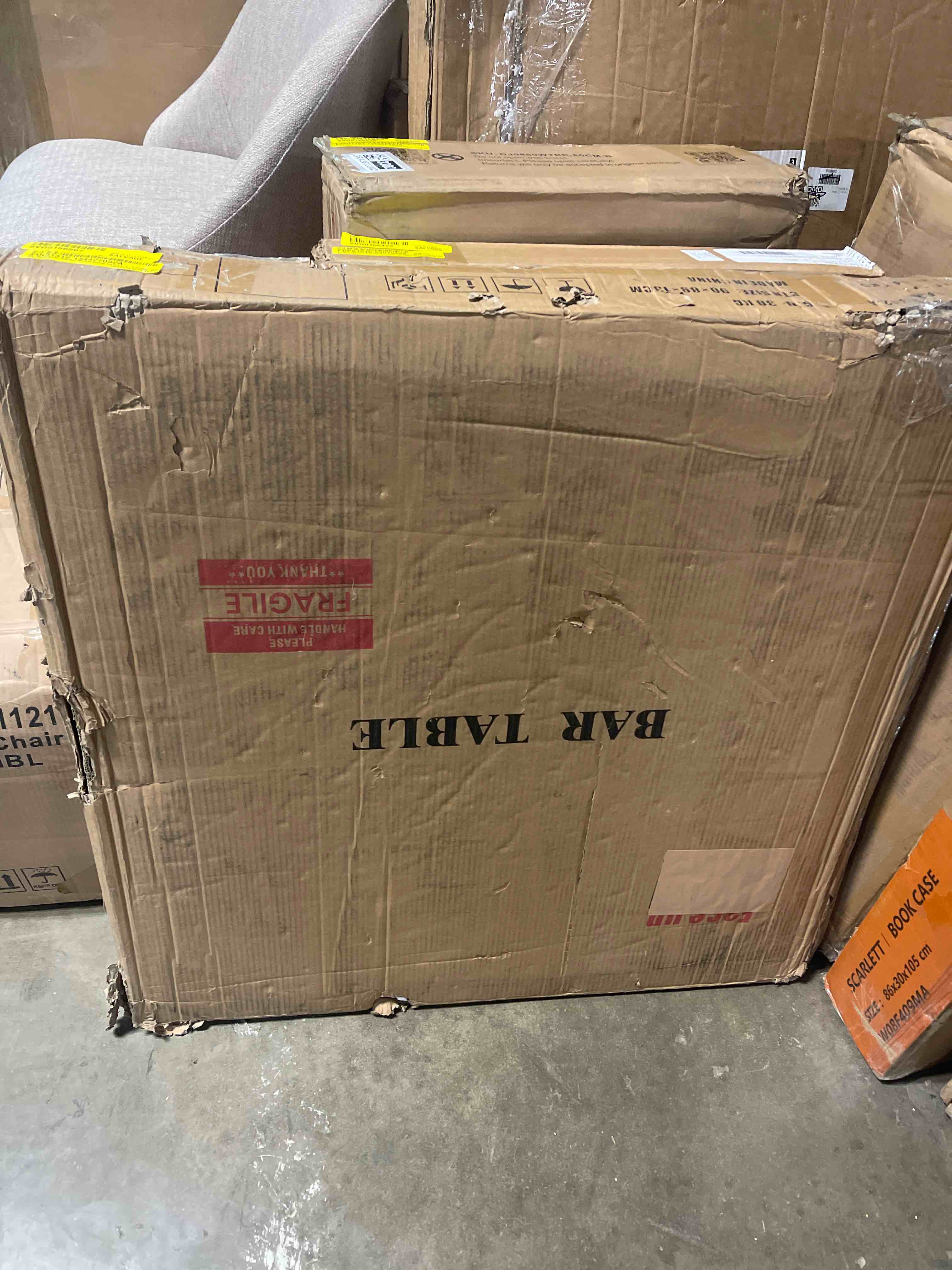 Condition photo showing As Is for 63" Rectangular Imitation Marble Dining Table For 4-6 People, Modern Kitchen Island Table With Led Lights And Grille Design