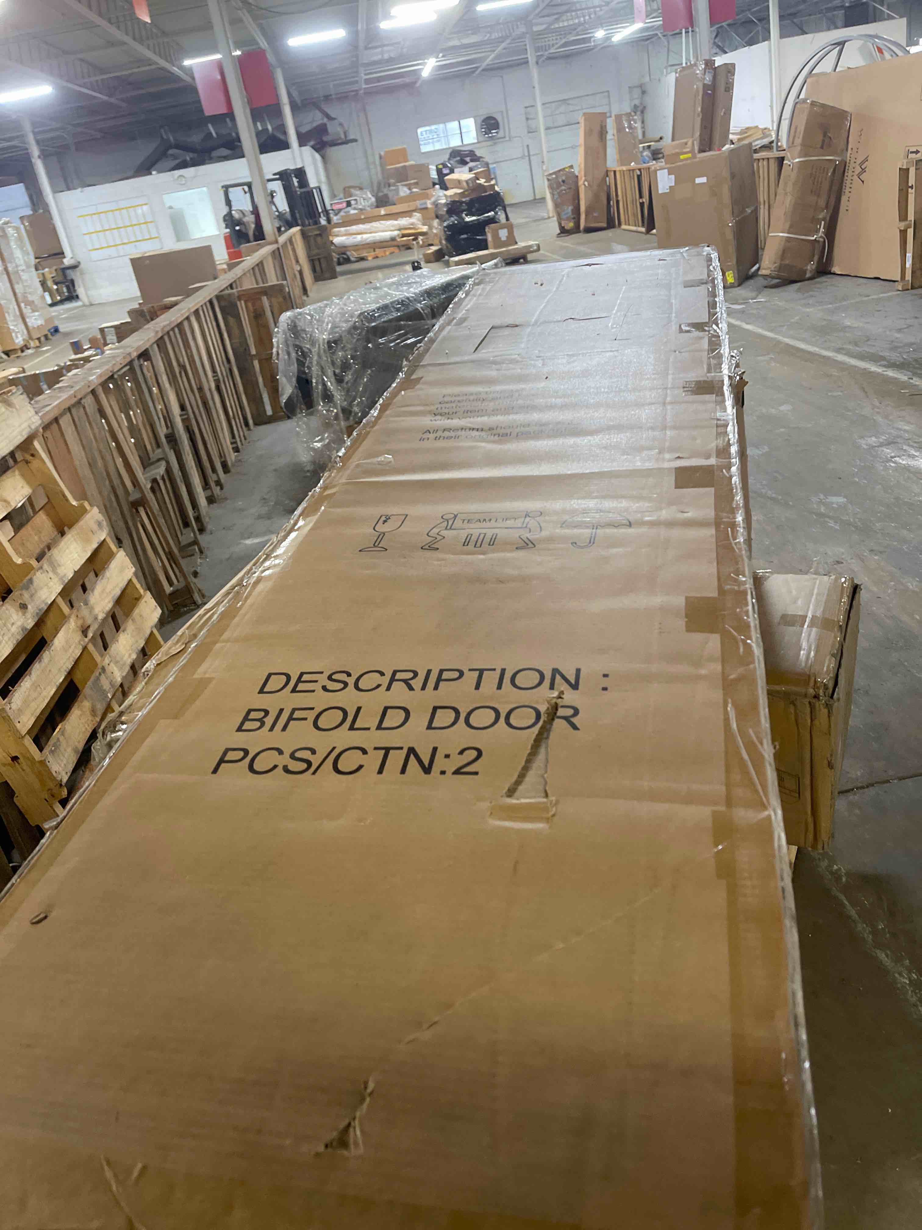Condition photo showing New/Like New for Primed Manufactured Wood Bi-Fold Doors With Hardware Kit