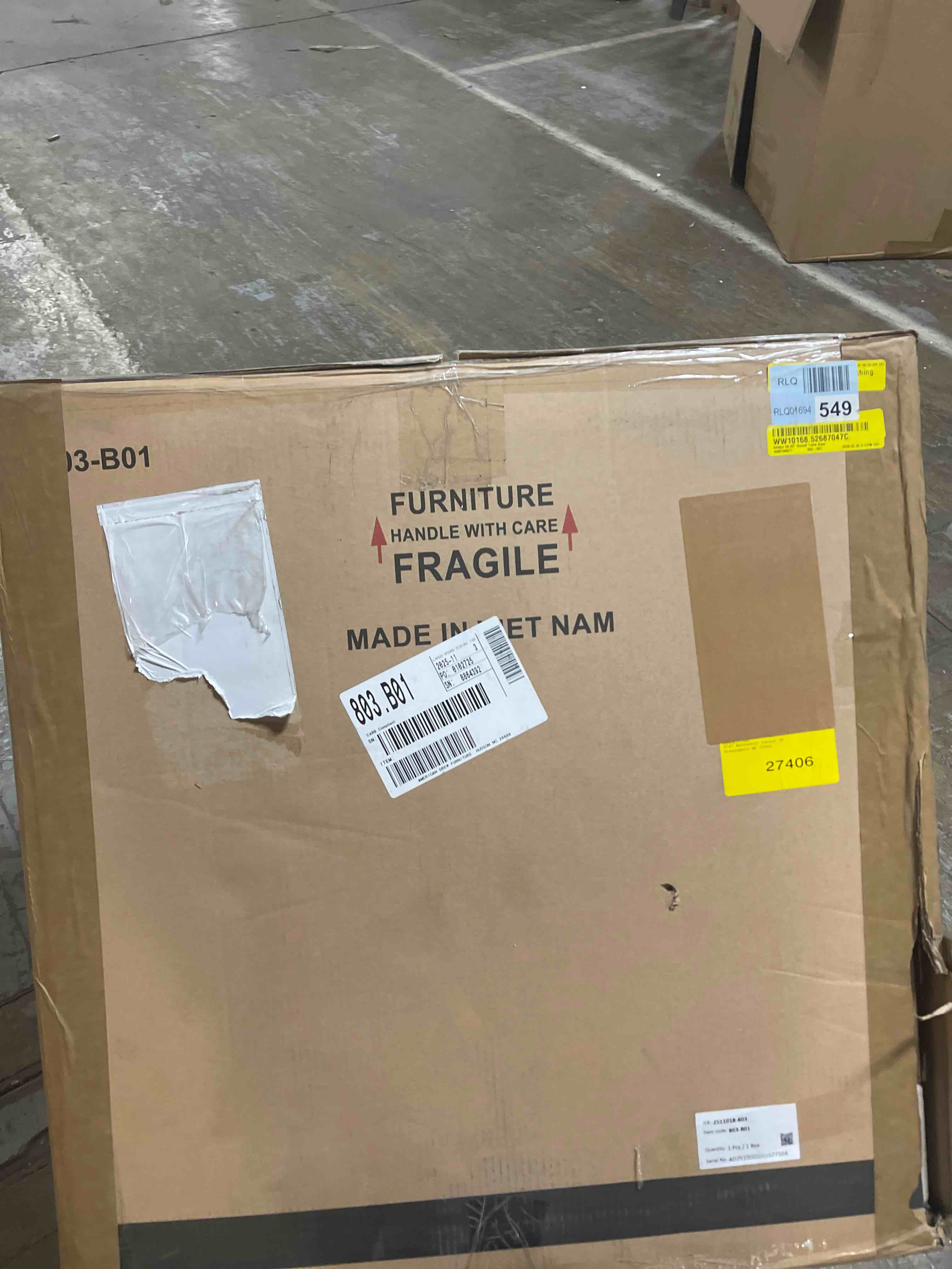 Condition photo showing As Is for Lexis 26.25 in. Natural Round Wood Accent End Table