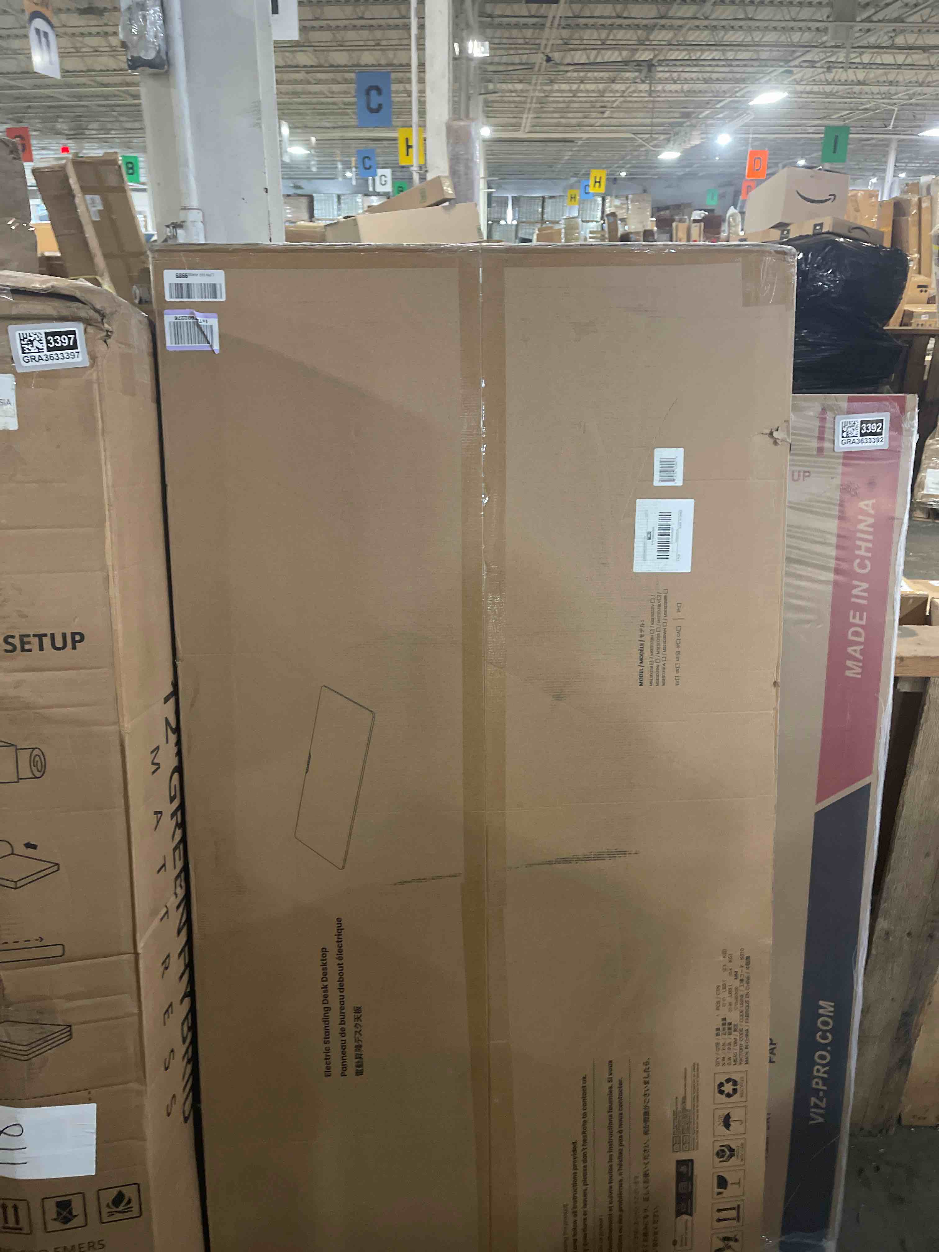 Condition photo showing As Is for Veken 55 Inch Large Electric Standing Desk,Sit to Stand Up, Heights Adjustable, Work Home Office Computer Table for Study, Walking Pad, Writing, and Games, Wooden Desktop Desks, White 55 Inch White