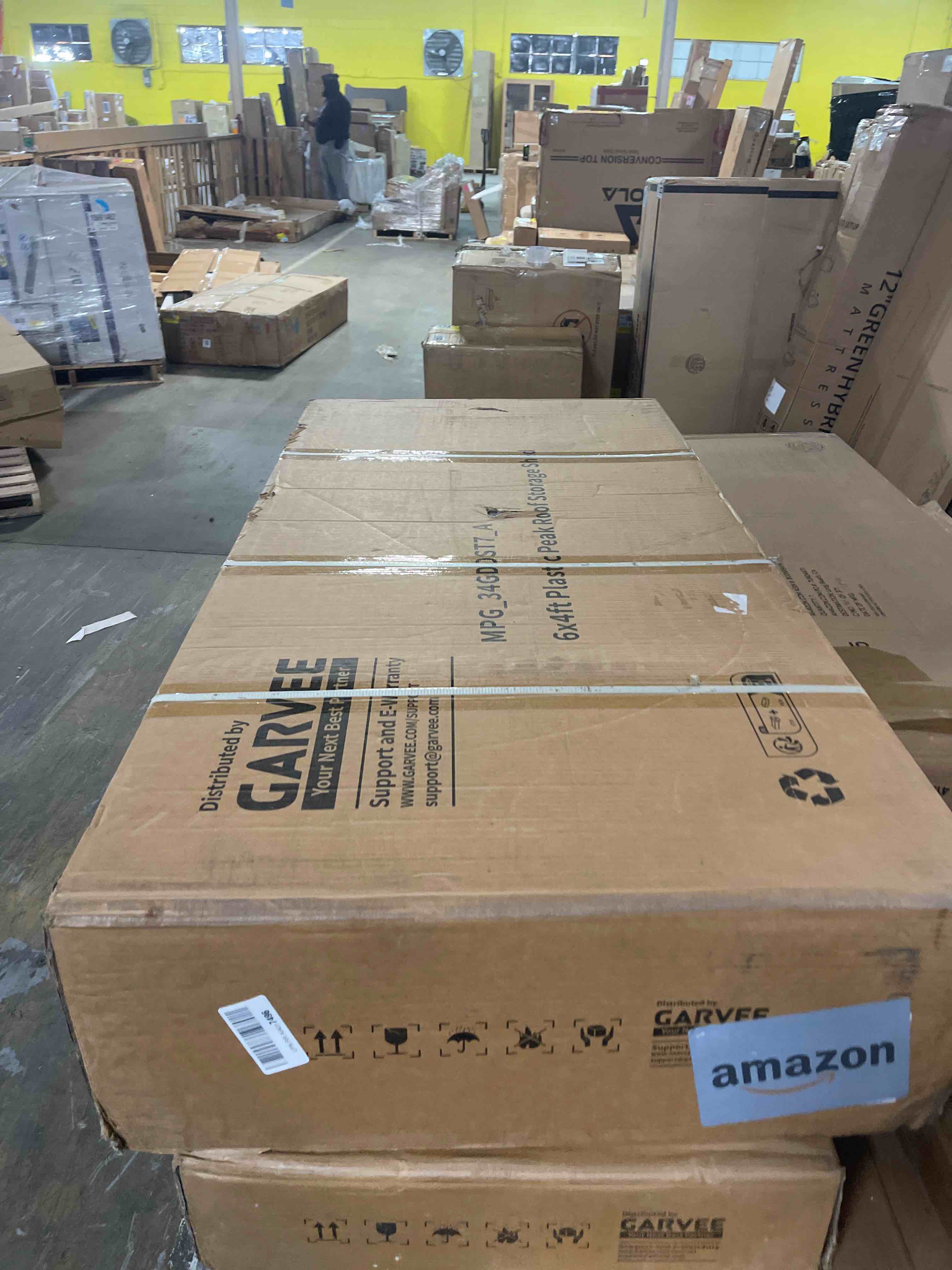 Condition photo showing New/Like New for 6x4FT Outdoor Storage Shed, Metal Garden Tool Shed with Sloping Roof & Lockable Door for Patio Lawn Backyard (Black, 6x4FT)