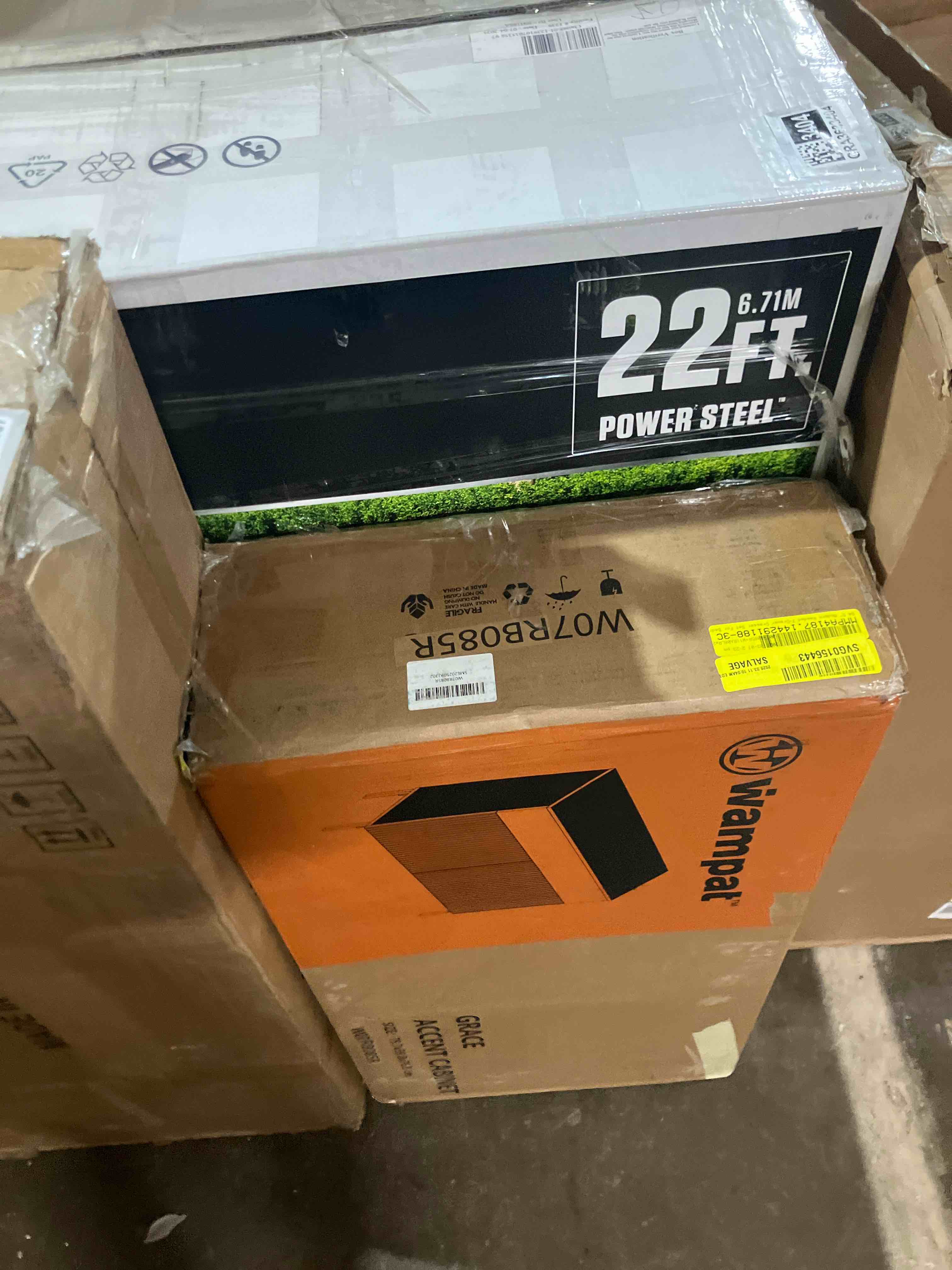 Condition photo showing Good Condition for WAMPAT 94.5" W Large Sideboard Buffet Cabinet with Storage,3 in 1 Fluted Sideboard Buffet with 6 Doors, Wooden Buffet Table, Coffee Bar Wine Bar Cabinet for Dining Room, Living Room, Light Walnut (Middle cabinet of buffet table only)