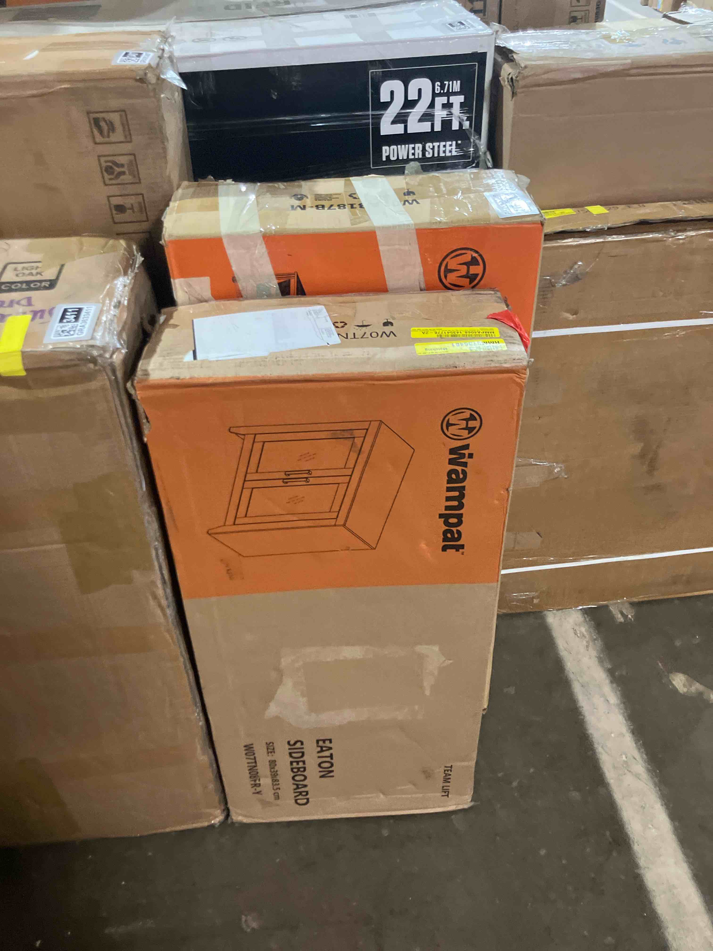 Condition photo showing New/Like New for WAMAPT Sideboard Buffet Cabinets with Glass Door, Kitchen Storage Cabinets, Wood Coffee Bar Tables with Adjustable Shelf, Accent Sideboard Storage Cabinet Table Dining Room, Living Room,Oak 34 inch