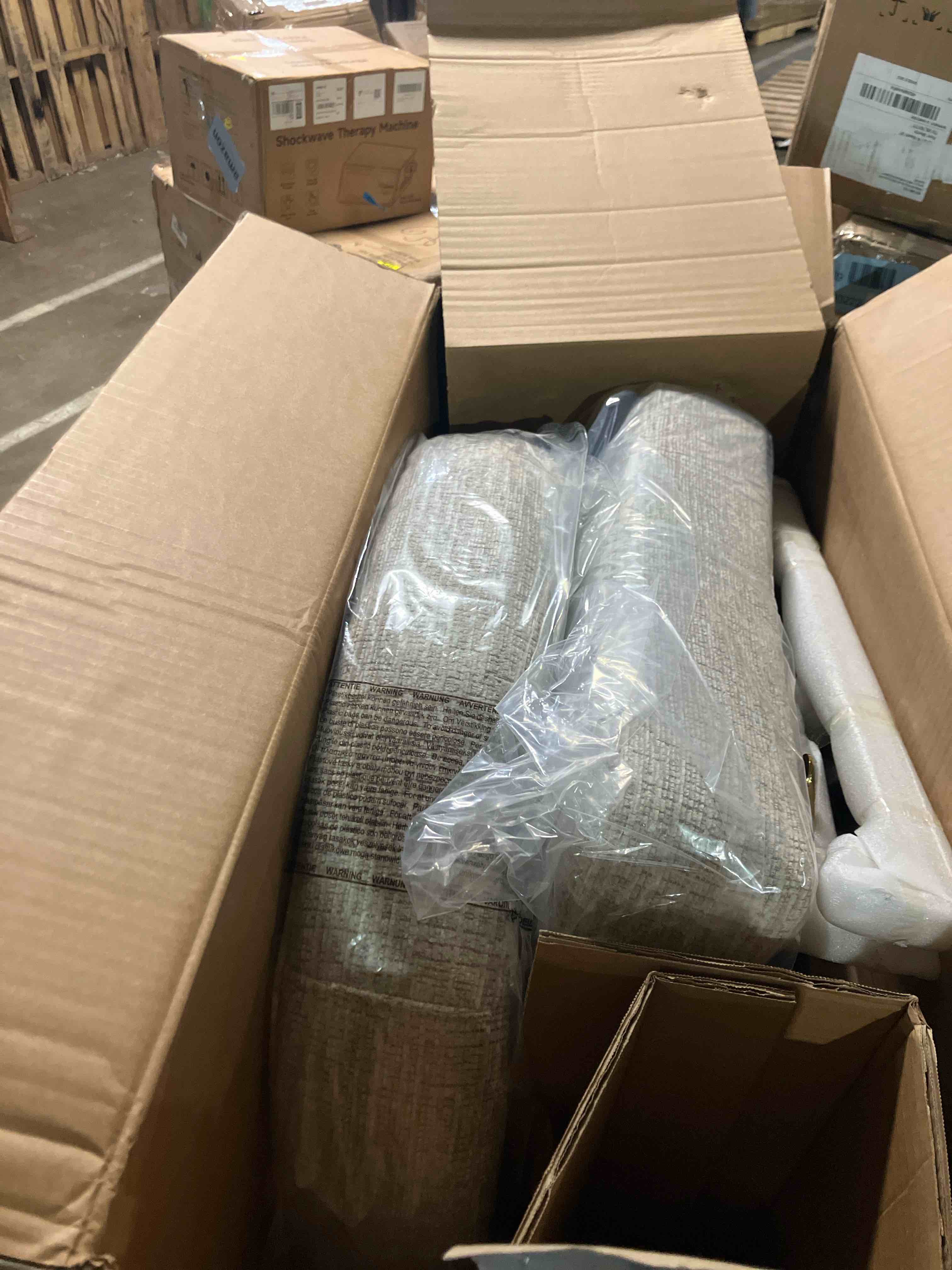 Condition photo showing New/Like New for 25" Seat Height Upholstered Chenille Gold Matel Counter Stool (2 boxes)