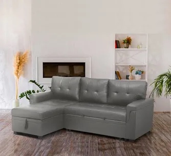 Modern Leather Sleeper Sectional Sofa (only carton 1) 