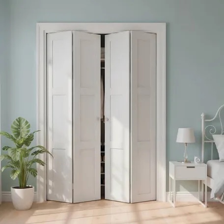 Double 80" Solid Manufactured Wood Bi-Fold Doors With Hardware