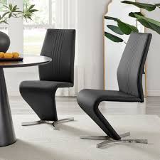 wilhelm faux leather chrome feet 'z' leg dining chairs modern des