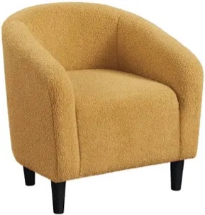 Wide Upholstered Solid Wood Barrel Accent Club Chair yellow 