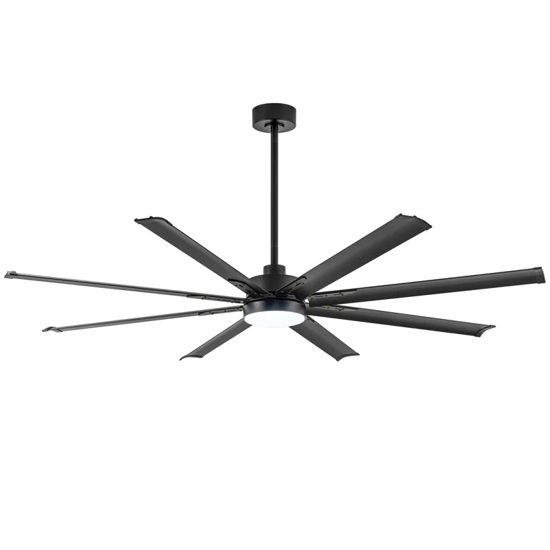 ikera 72'' large windmill ceiling fans with lights and remote, quiet reversible dc motor, 8 aluminum blades, timer, 7''/24'' downrods, for indoor/covered outdoor use