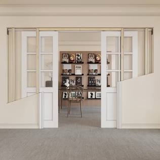 Interior Sliding Pocket Doors Pantry 6 Lite Clear Frosted Glass Sliding Door With Hardware & Soft Close