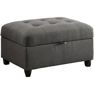 Buckleton Linen & Velvet Upholstered Storage Ottoman, Footstool of Sectional Sofa
