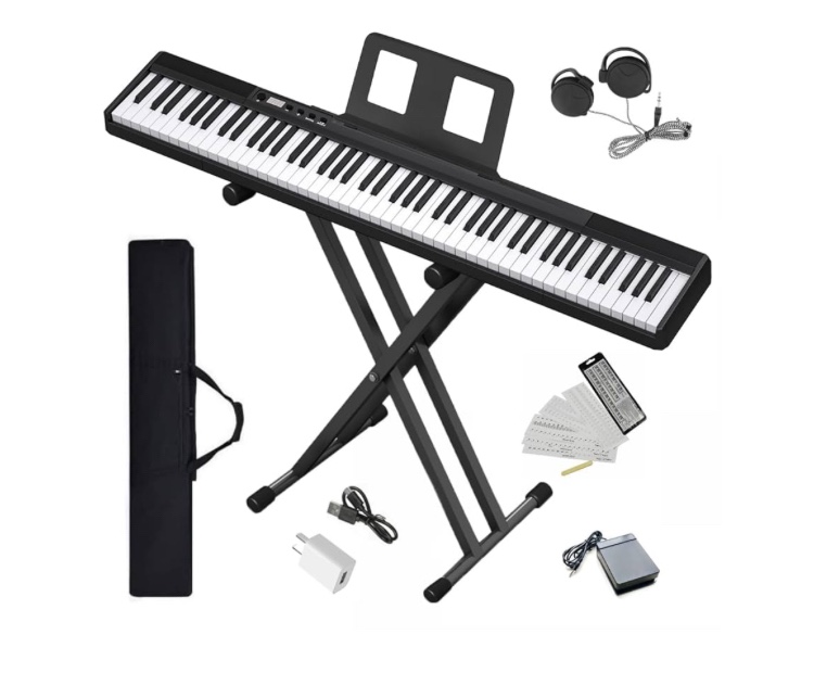 Digital Piano 88 Key Semi Weighted For Beginners, 88 Key Full Size Electric Piano Keyboard With Stand