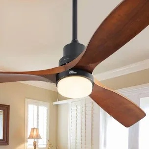 52'' solid wood ceiling fan with led lights