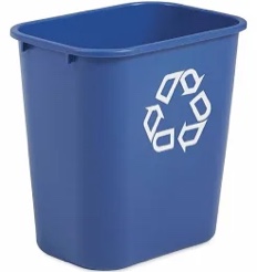 small blue recycling bin