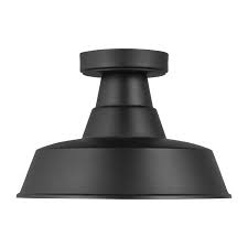 Barn Light 1-Light Outdoor Flush Mount Ceiling Light in Black