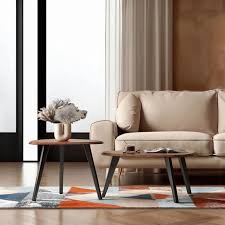 Wood Nesting Coffee Table Set of 2,Sofa Table With Variable Shape Combinations For Living Room, Lounge Area, or Office.