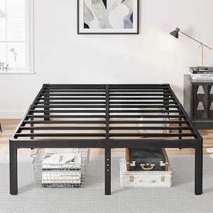 Roseann Full 18'' Heavy Duty Steel Platform Bed Frame with Round Corners, No Box Spring Needed, Noise Free