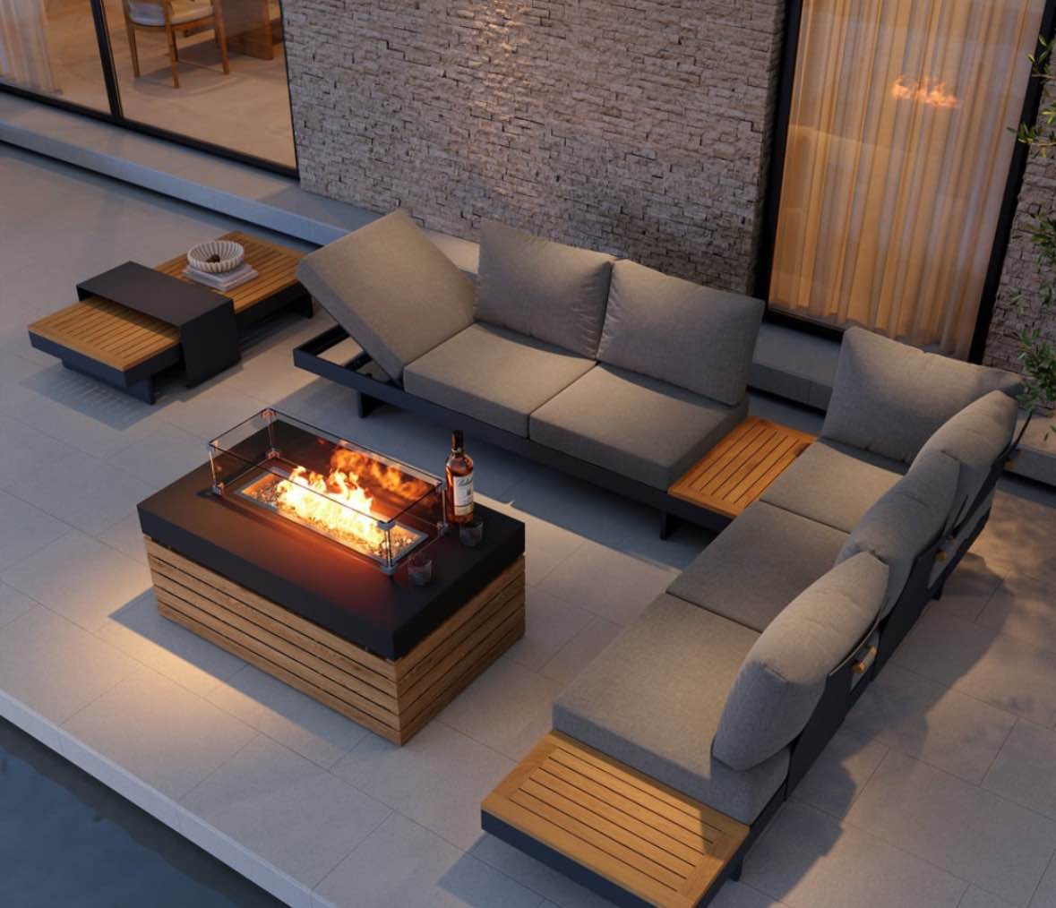 janski 5 - person outdoor sectional seating group with cushions (only single chair)