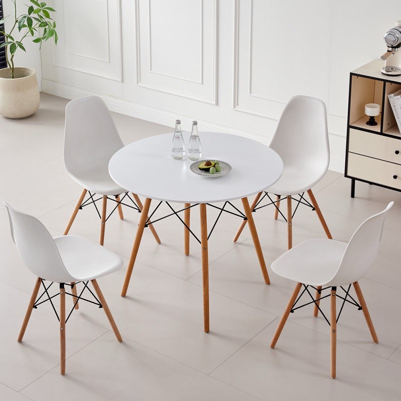 5 Piece Round Dining Table With Chairs Set For 4, 35.5 Inch Dining Room Table Set(Table only) 