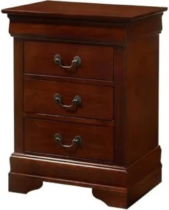 Louis Phillipe Nightstand with 3 Drawers Bed Side Table Solid Wood Nightstand Bedroom End Tables