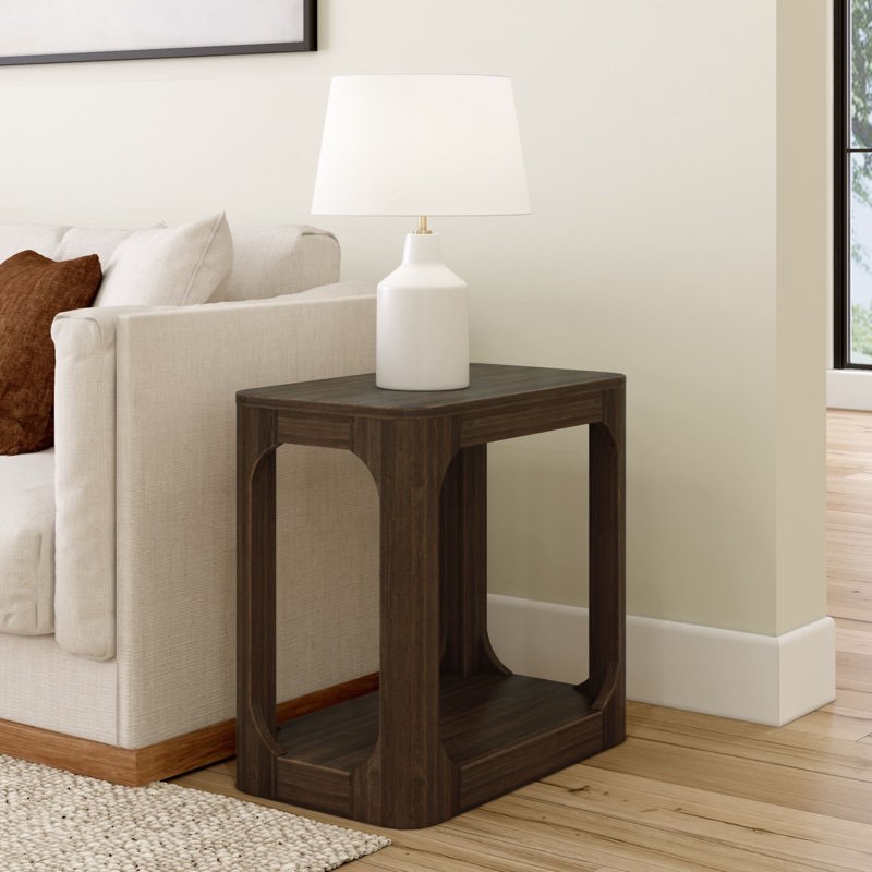 Zulai Modern Rounded Rectangular Side Table With Shelf (25In X 15In / 630Mm X 375Mm)