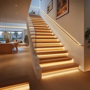 LED Smart Motion-Activated Stair Light with Remote Controlled Motion LED Step Light LED, Stair Lighting Adjustable Brightness Light Speed Steps Number(12Steps,2700-6500k)
