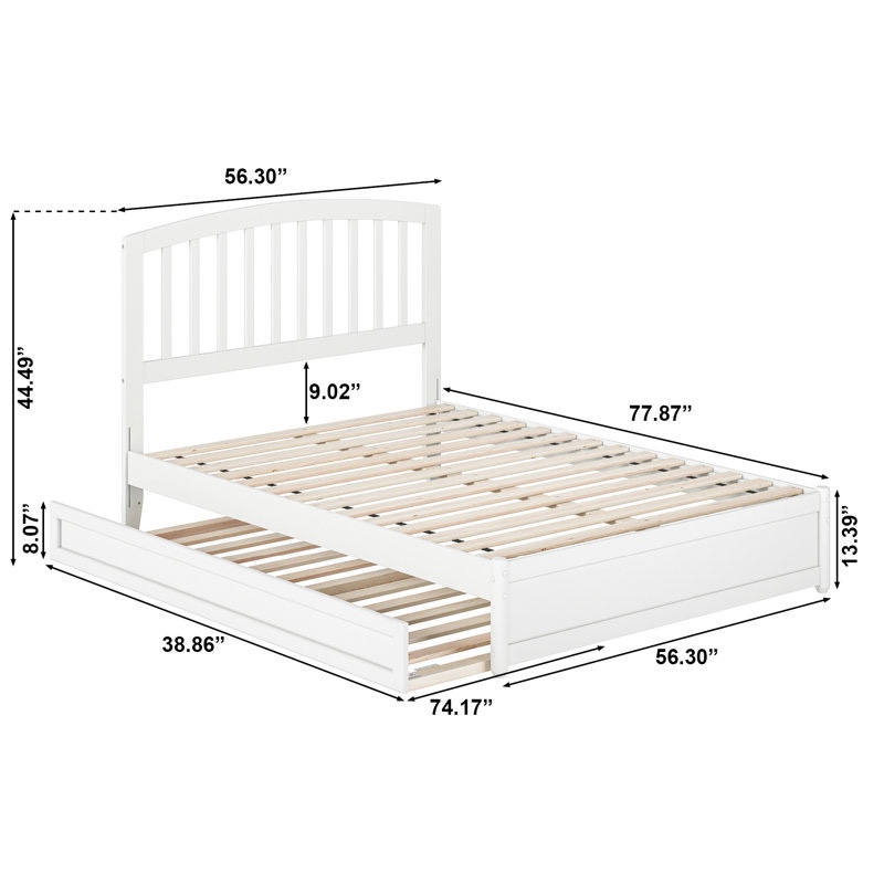 Lamari Solid Wood Platform Bed with Footboard & Roll Out Trundle Bed