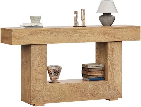 Rustic Console Table With Storage, 55 Inch Farmhouse Wooden Entryway Table For Hallway, Living Room, Foyer
