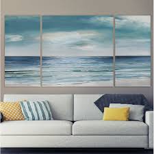 "Blue Silver Shore "3 - Pieces Painting Print