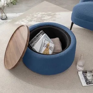 Bryonie Round Cocktail Ottoman with Storage