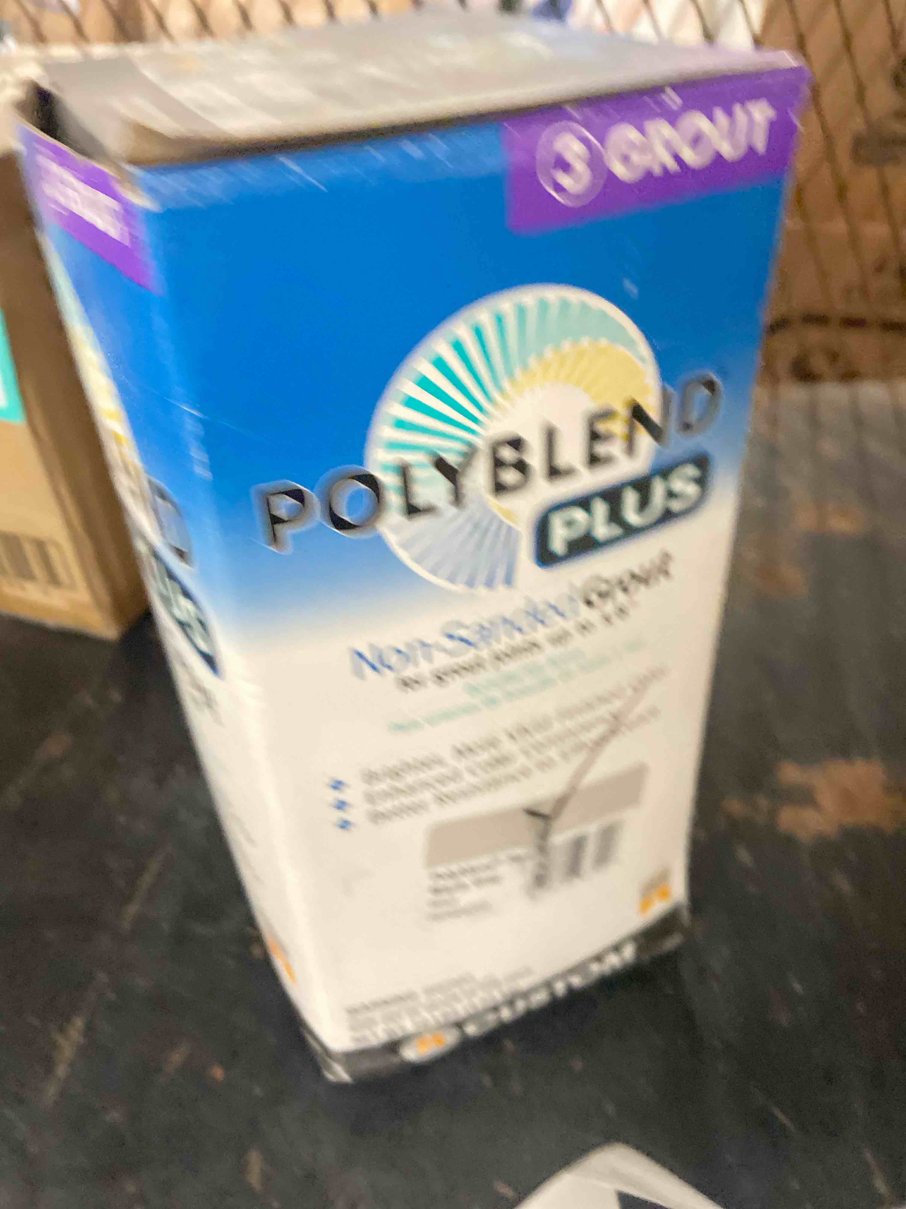 Condition photo showing New/Like New for polyblend plus #643 warm gray 10 lb. unsanded grout