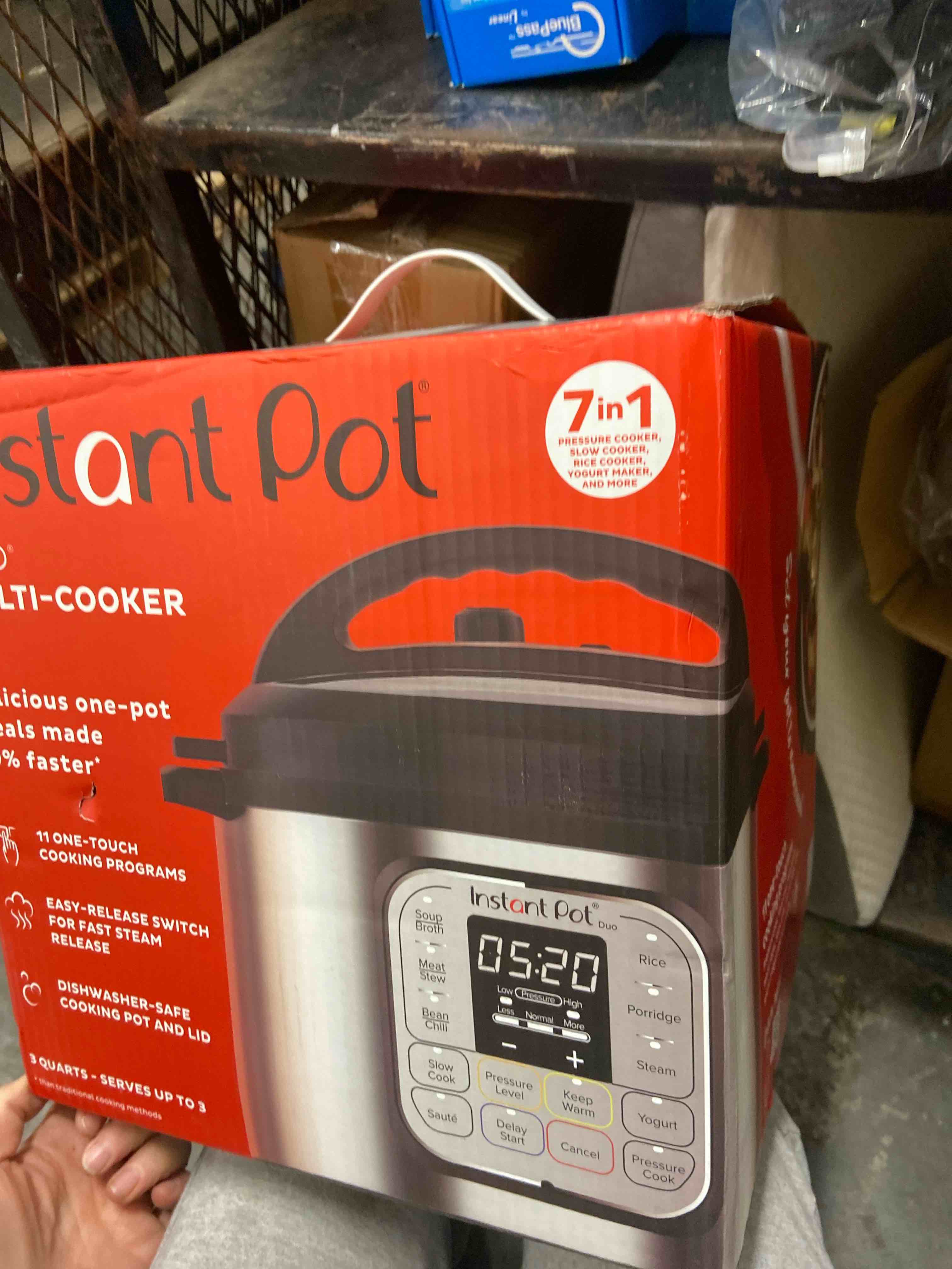 Condition photo showing New/Like New for Instant Pot Duo 7-in-1 Mini Electric Pressure Cooker, Slow Rice Cooker, Steamer, Sauté, Yogurt Maker, Warmer & Sterilizer, Includes Free App with over 1900 Recipes, Stainless Steel, 3 Quart