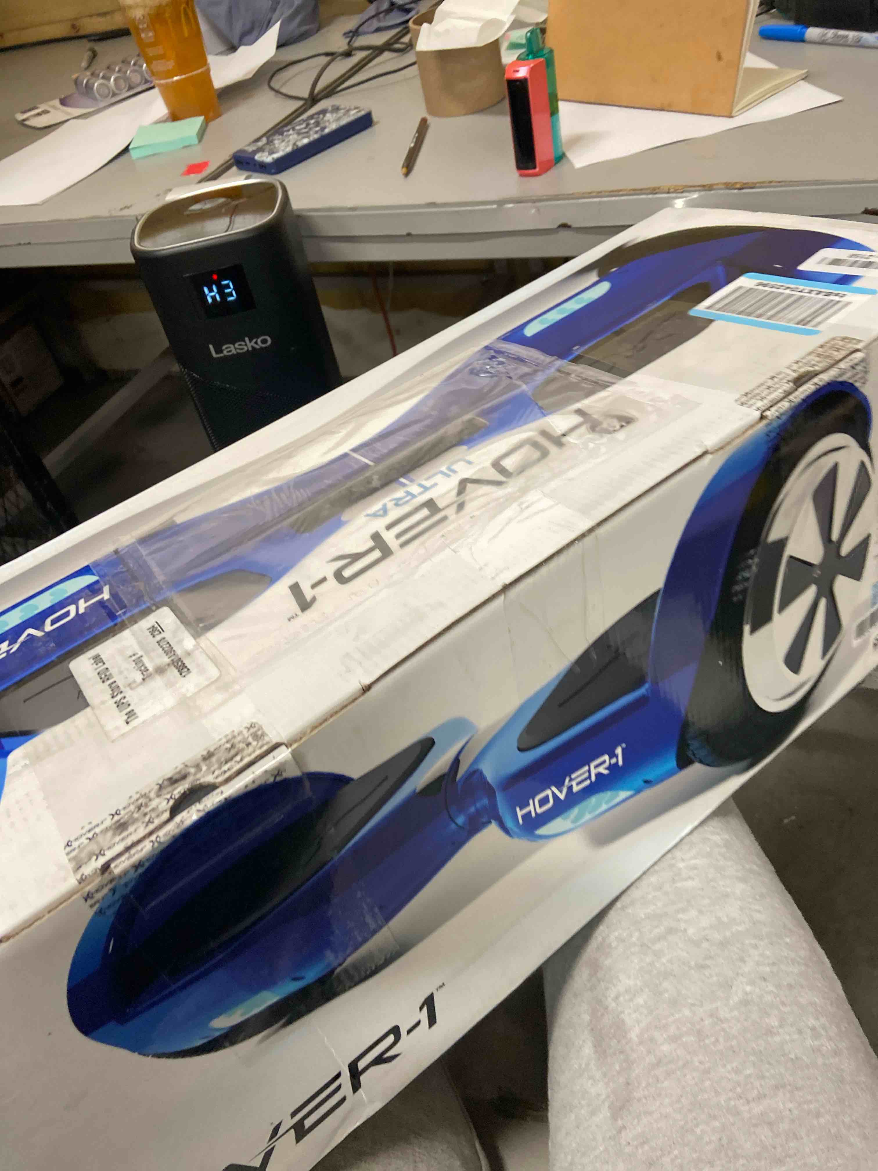 Condition photo showing New/Like New for hover-1 ultra electric self balancing scooter with 9mph top speed, 9 mile range, 400w motor, long lasting li-ion battery, 5hr full charge, rider modes: beginner to expert blue