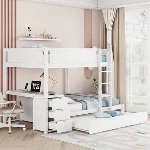 Bunk Bed With Desk, Drawers And Trundle