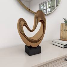 Polystone Heart Abstract Decorative Sculpture with Black Base